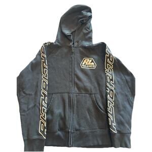 VTG Ralph Lauren Polo Jeans Hoodie Sweatshirt Youth Sz Medium Black LOGO Arms